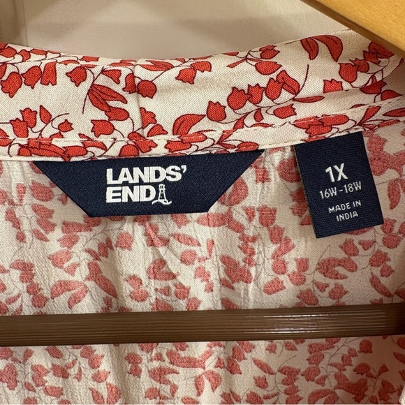 Lands' End Red Orange and White Crepe Wrap Midi Dress 1X NWOT - Picture 11 of 15